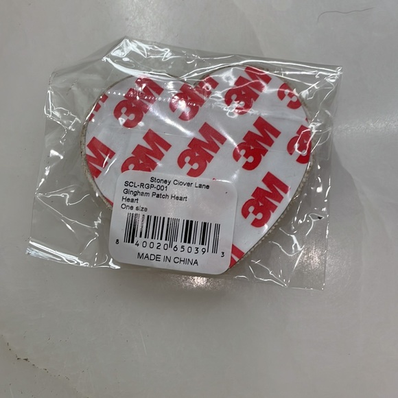 BNWT SCL Gingham & Pearl Heart Patch - Picture 2 of 2